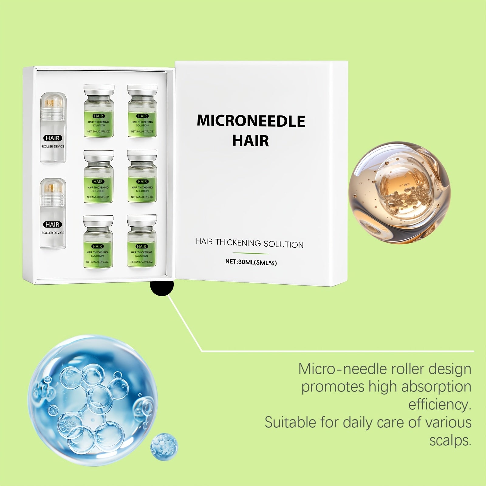 Hair Absorption Booster – Microneedle Roller Set for Smoother Hair